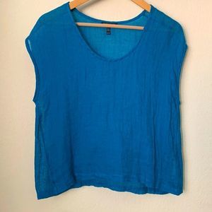 Eileen Fisher Linen Sleeveless Teal Top